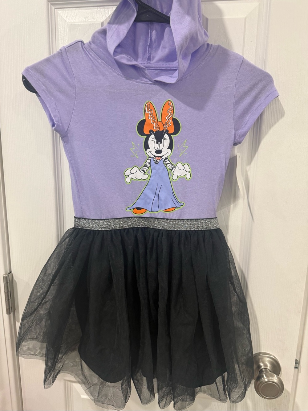 Disney Purple Minnie Mouse Hooded Tulle Dress with Black Skirt 4/5